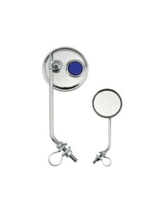 Round Mirror Chrome Blue Reflectors.